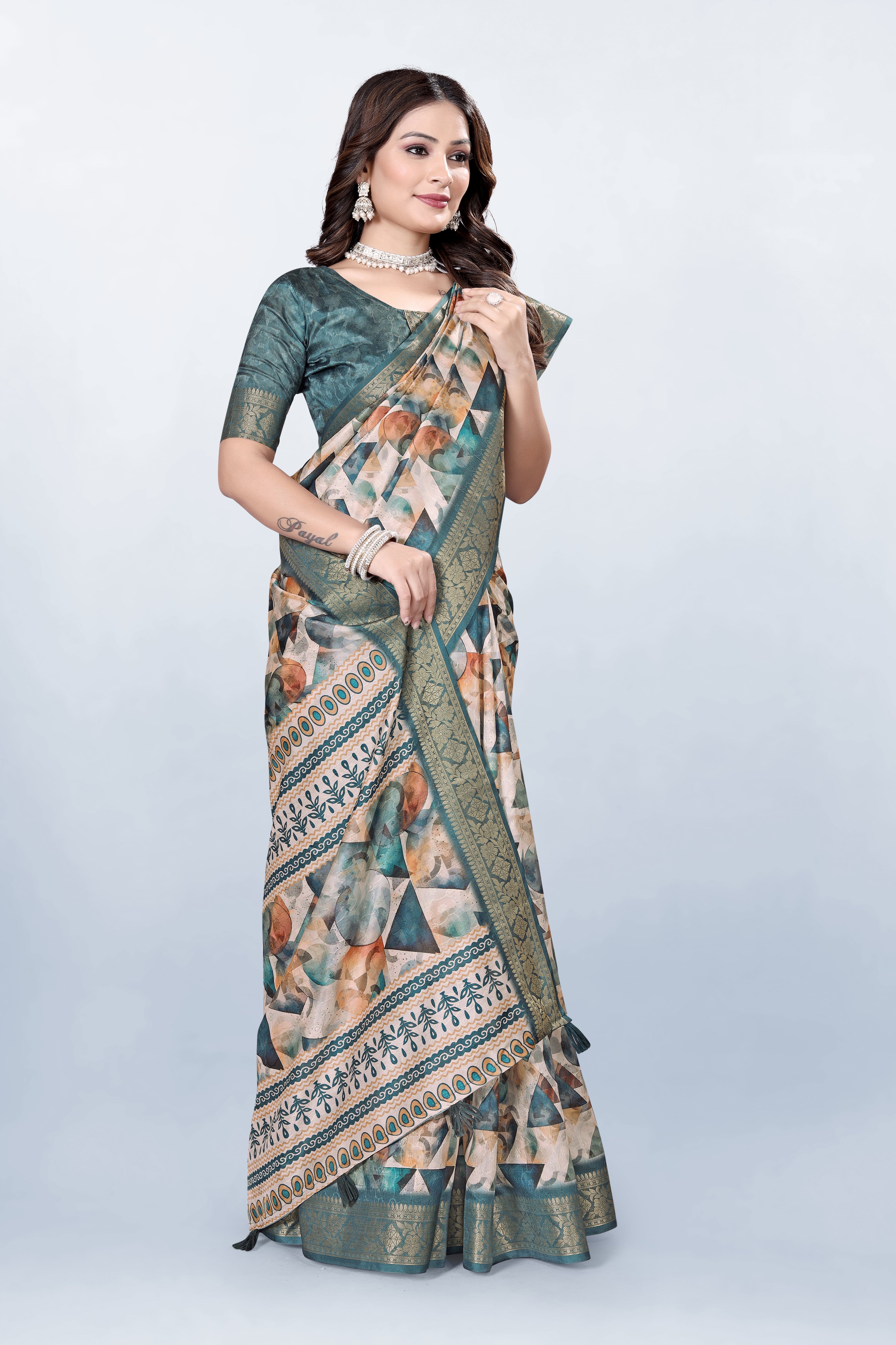 Krishna Pastel Green Self Jacquard Silk Saree
