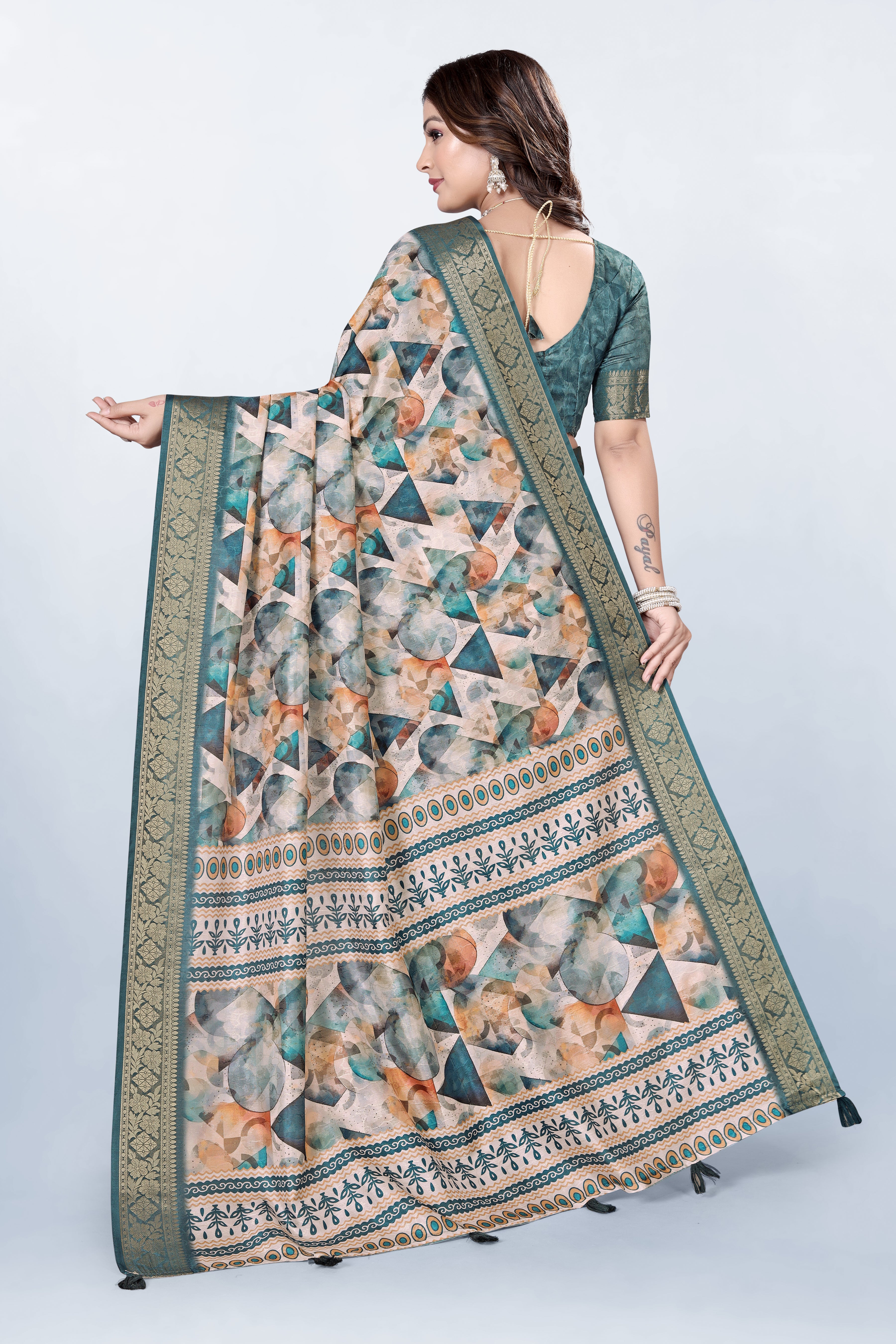 Krishna Pastel Green Self Jacquard Silk Saree