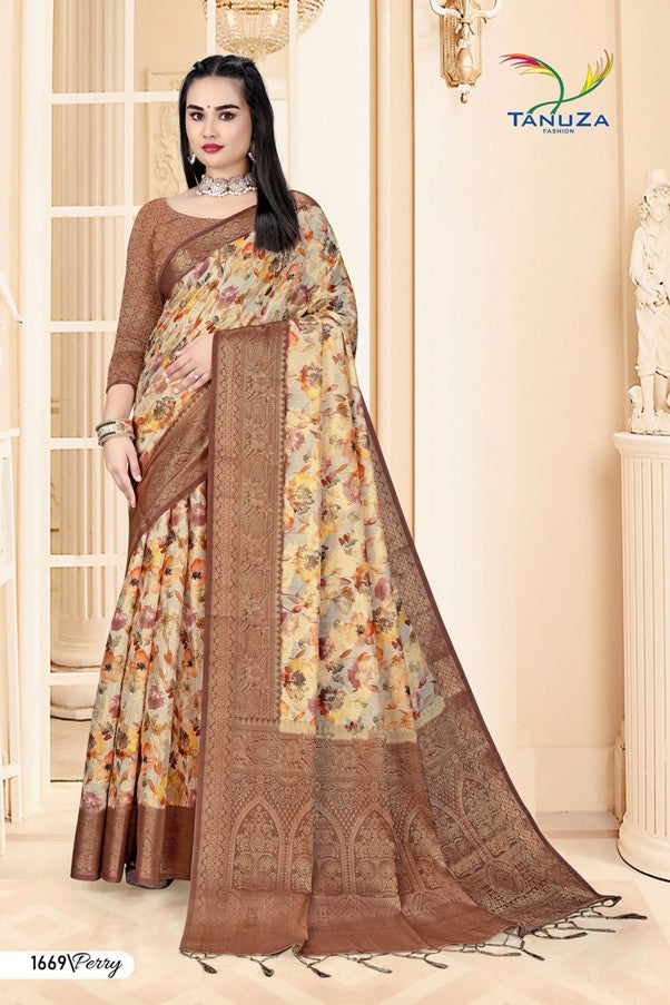 Light Brown Perry Saree