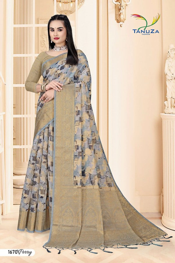Grey Beige Perry Saree