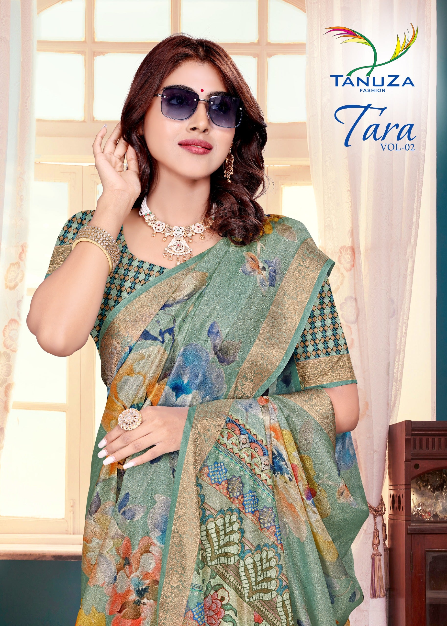 Tea Green Marshmellow Soft Fabric Saree