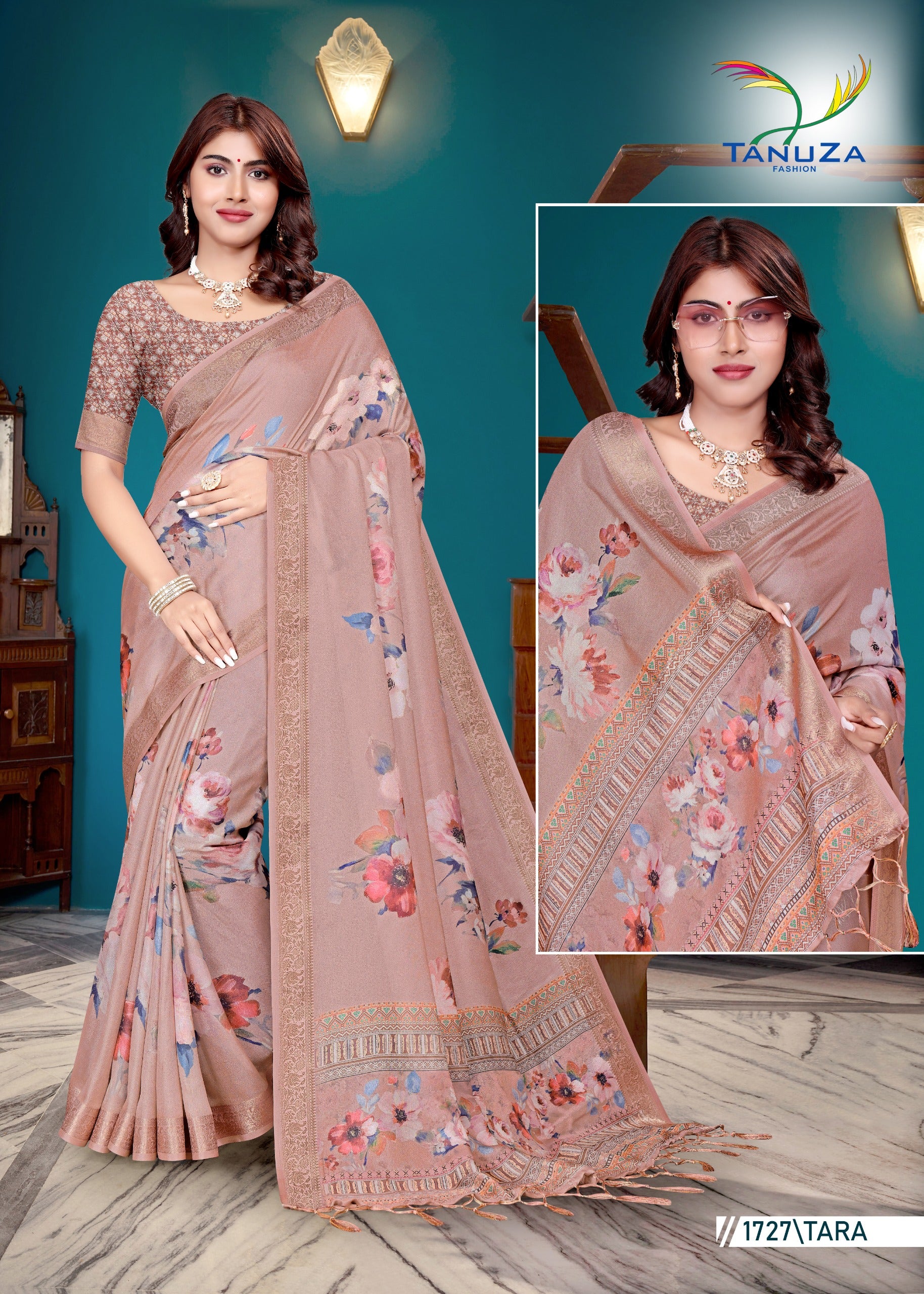 Matte Pink Marshmallow Fabric Saree