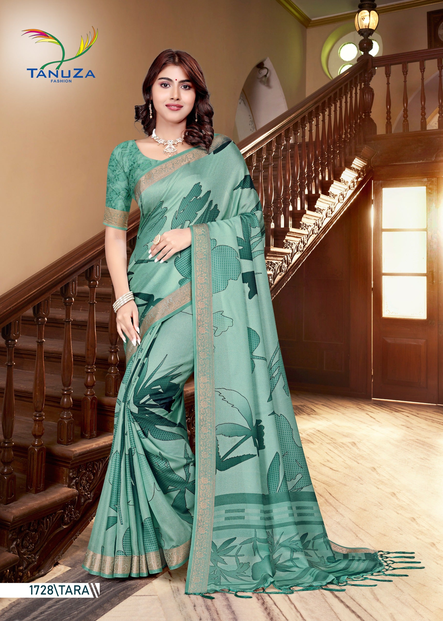 Pleasant Green Marshmallow Fabric Saree