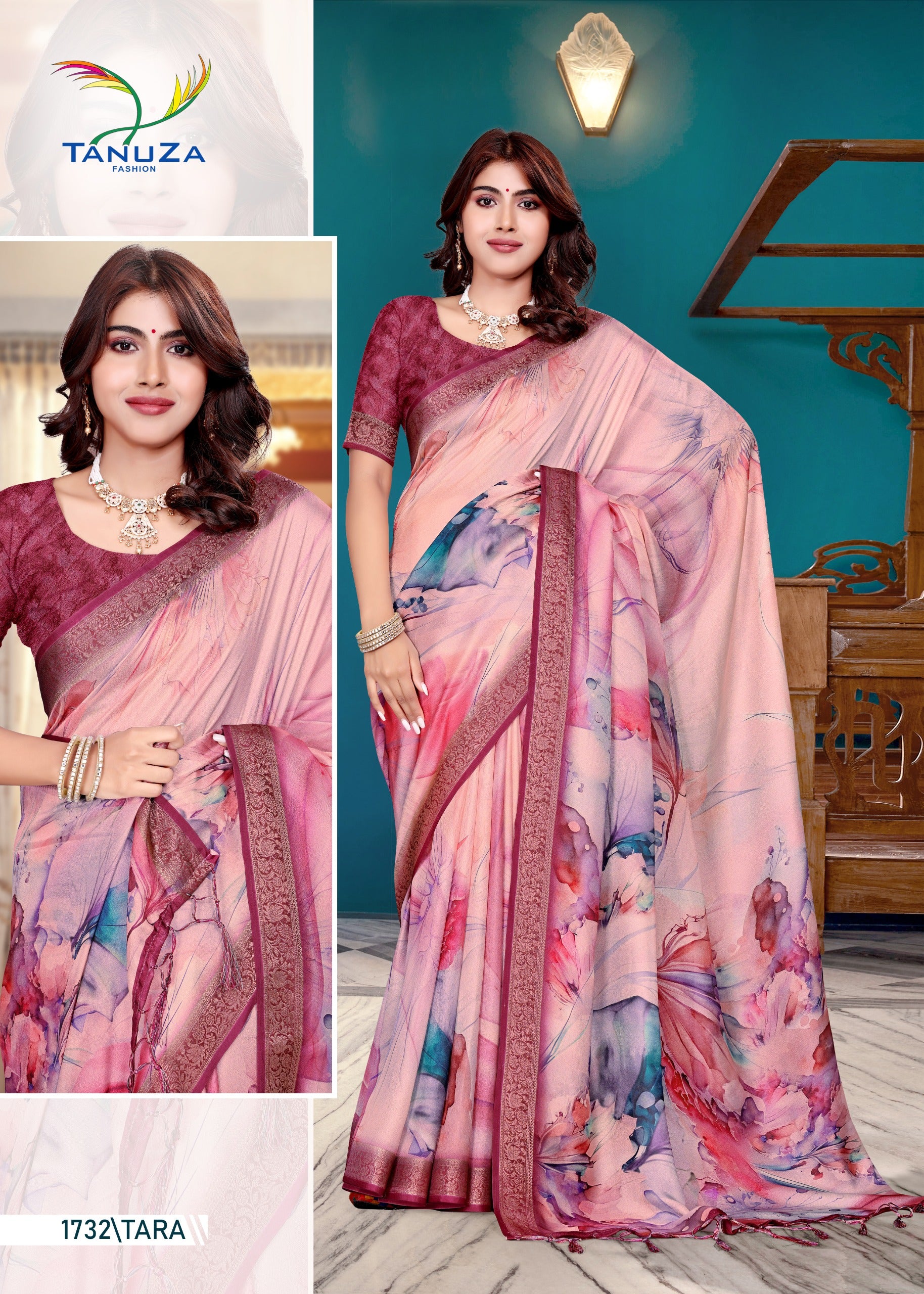 Rosy Red Marshmallow Fabric Saree