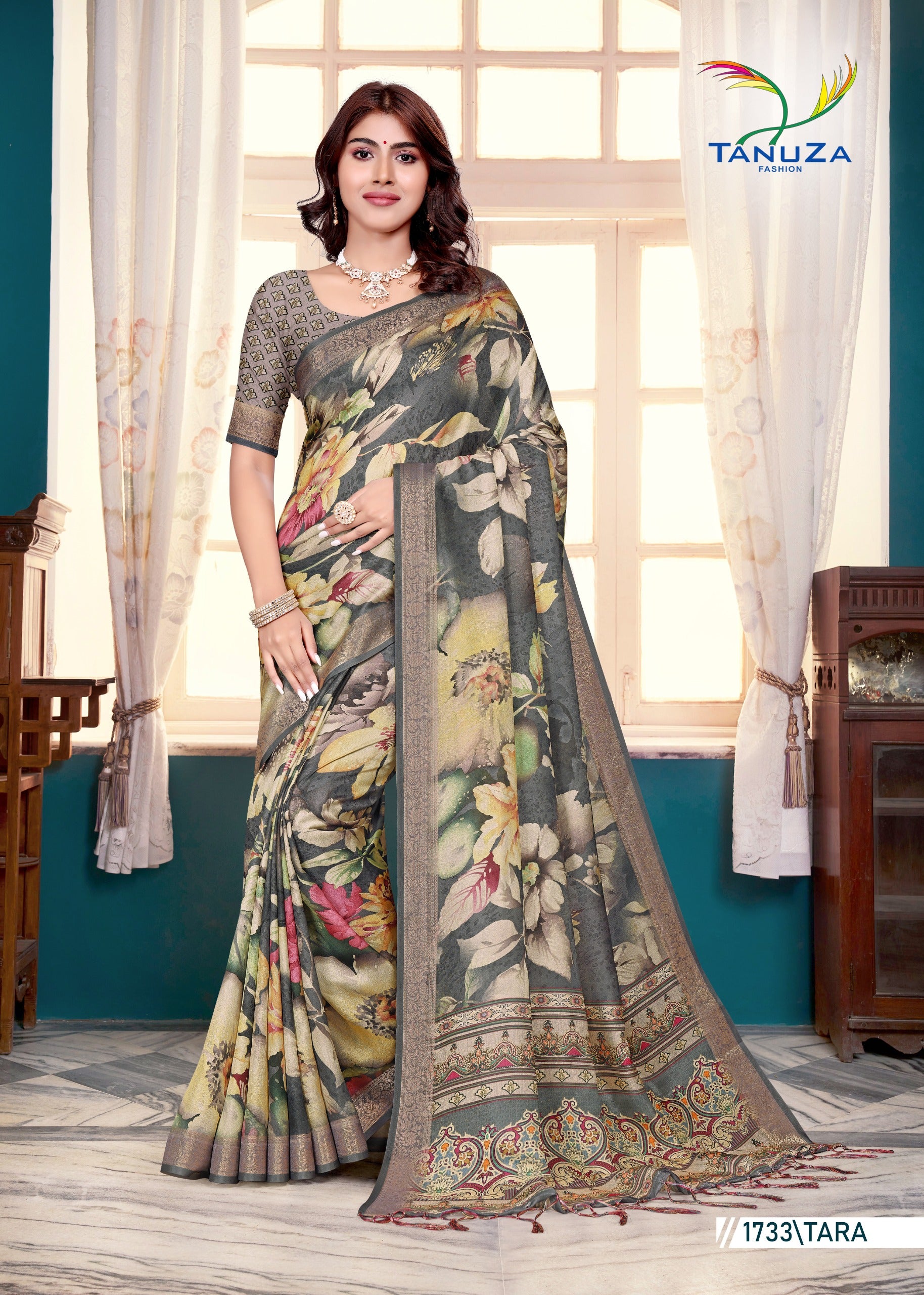 Lime Yellow Marshmallow Fabric Saree