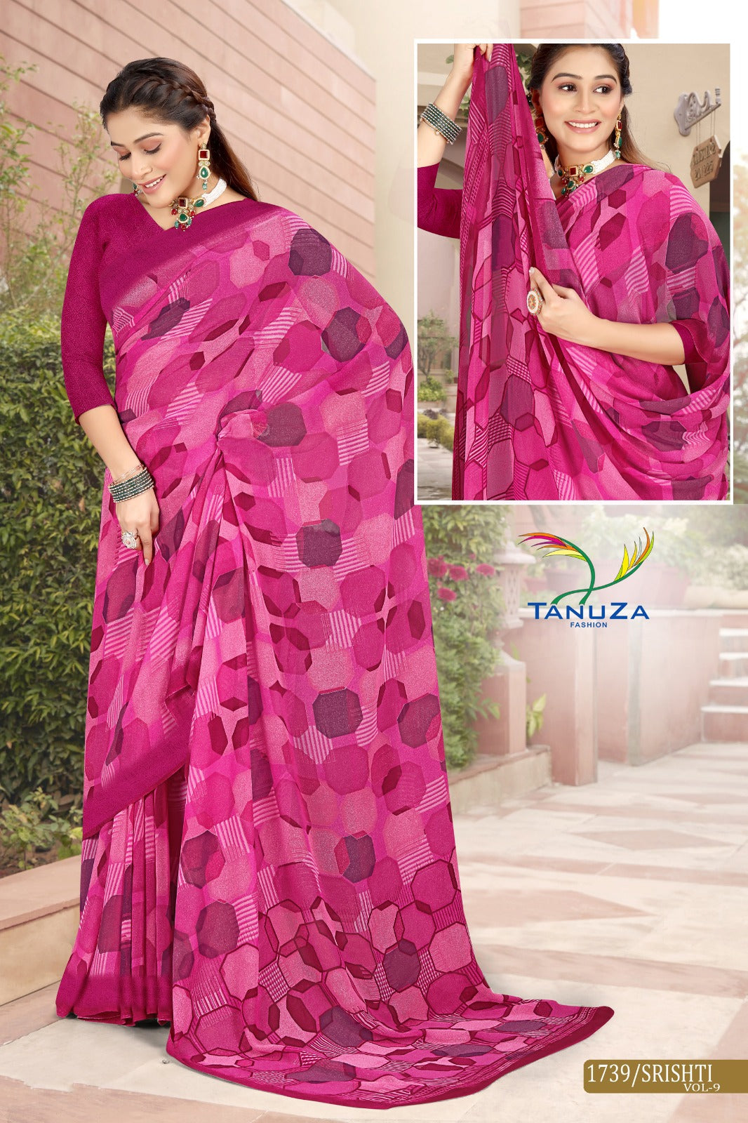 Dark Fuchsia Srishti Georgette Saree