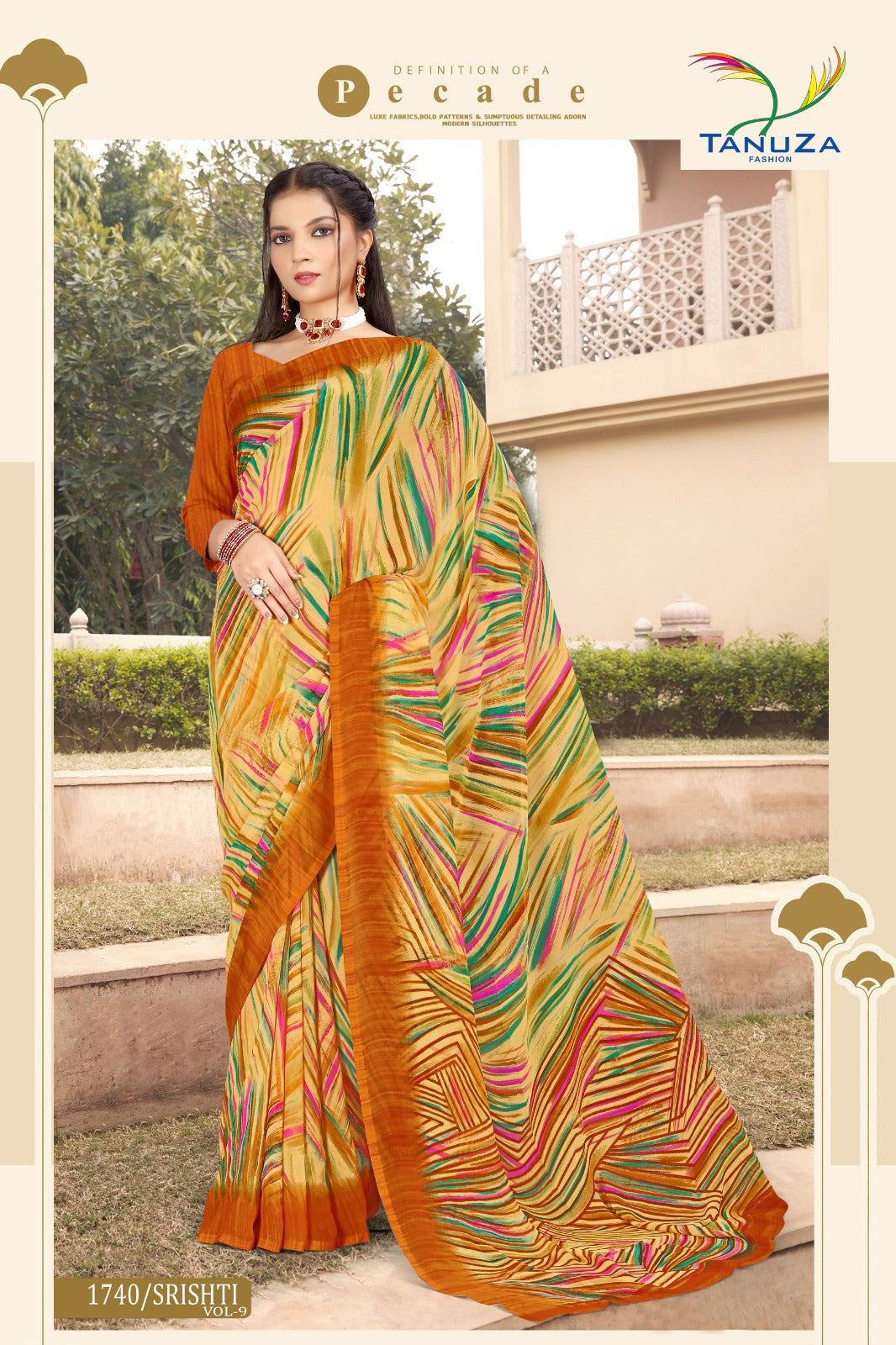 Chartreuse Srishti Georgette Saree