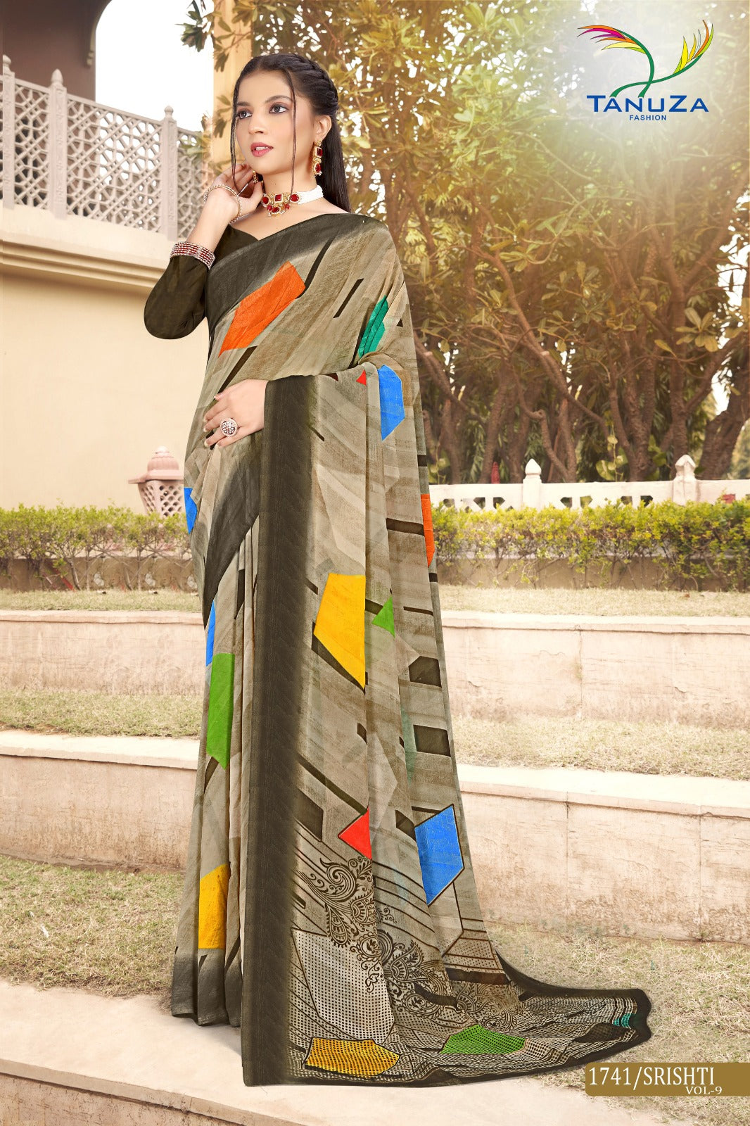 Maple Brown Srishti Georgette Saree