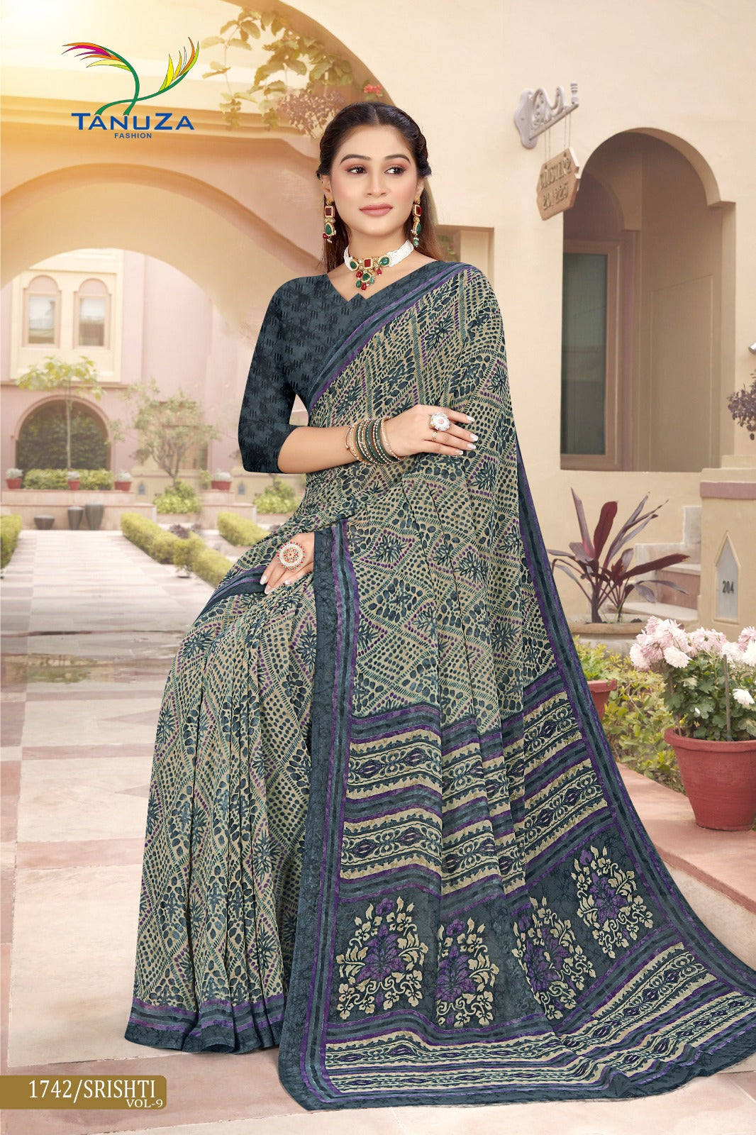 Navy Blue Srishti Georgette Saree
