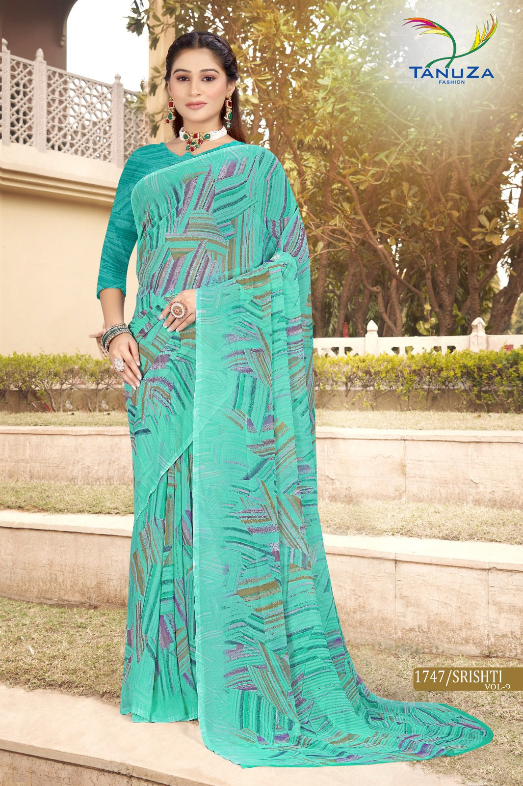 Sea Green Srishti Georgette Saree