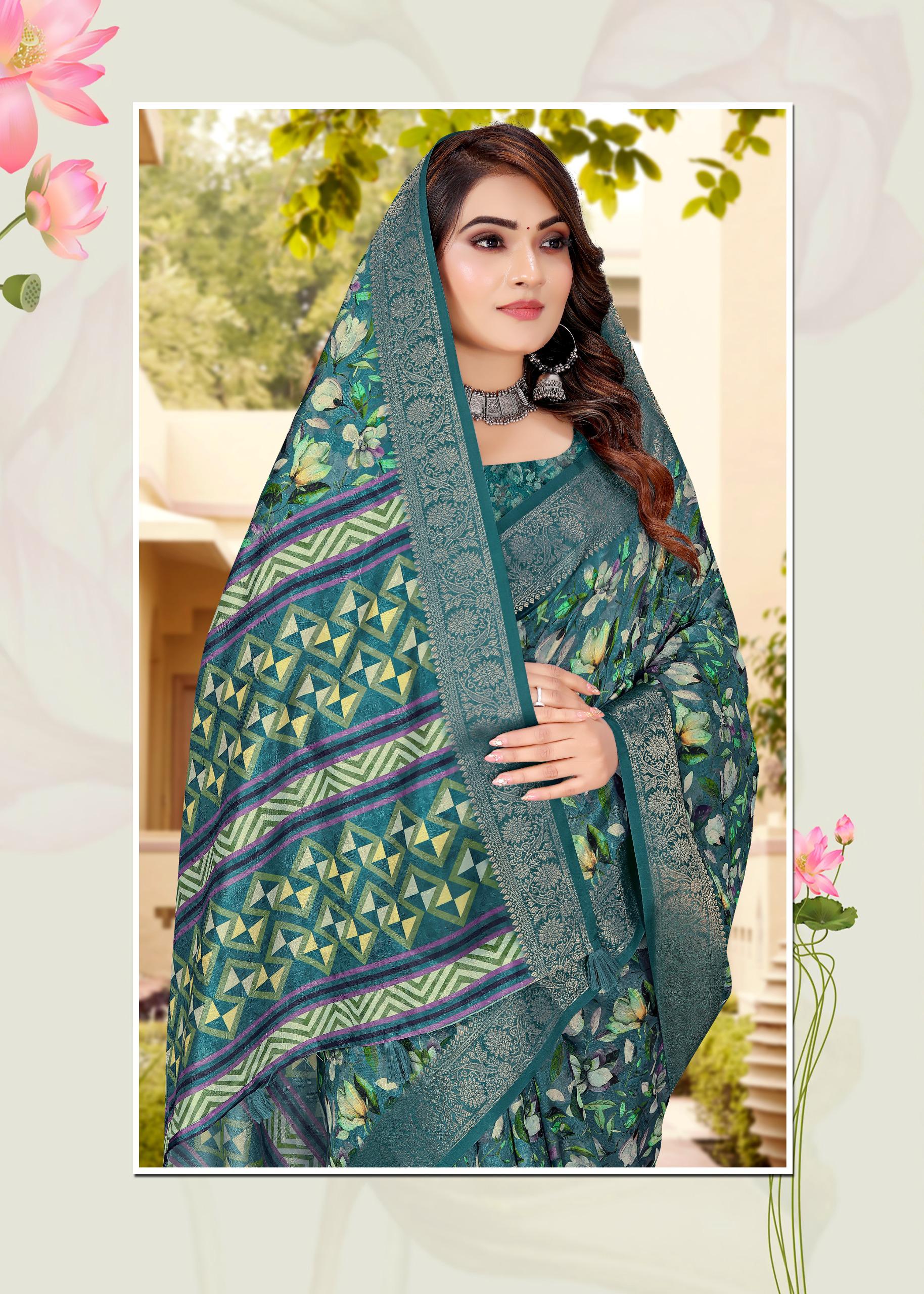 Land Rover Green Dolla Jacquard Silk Saree