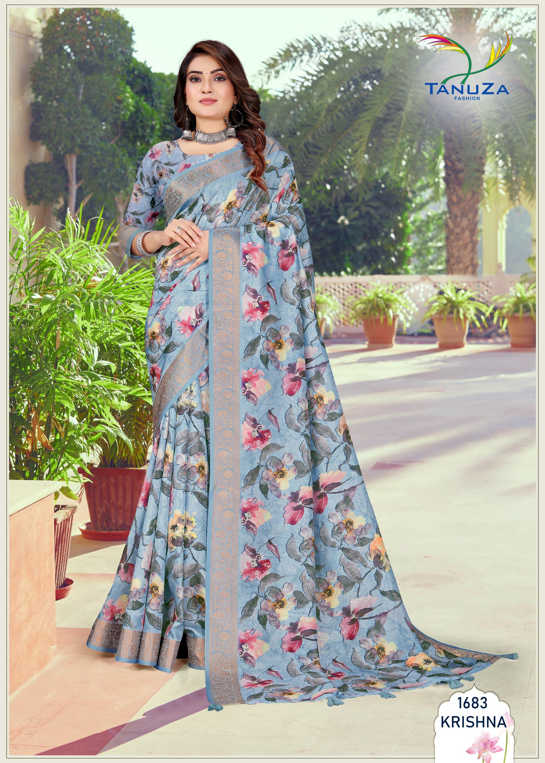 Columbia Blue Dolla Jacquard Silk Saree