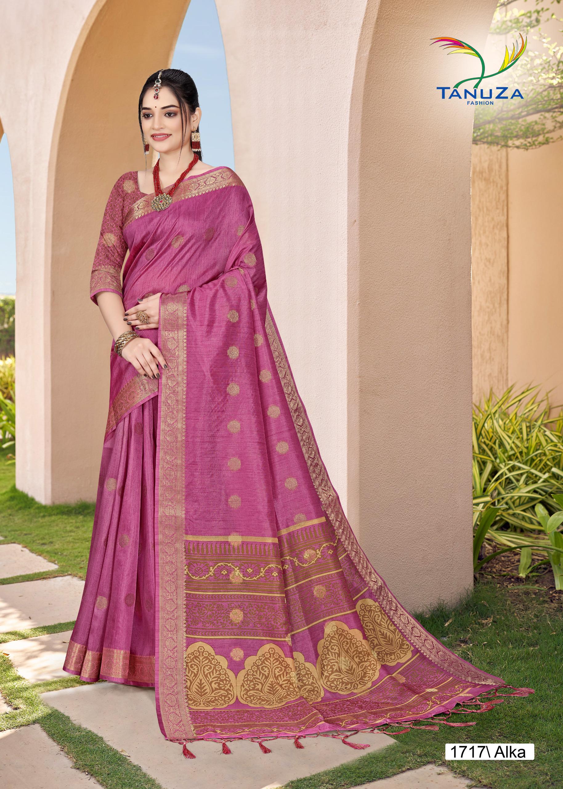 Alka Silk Butti Pink Saree