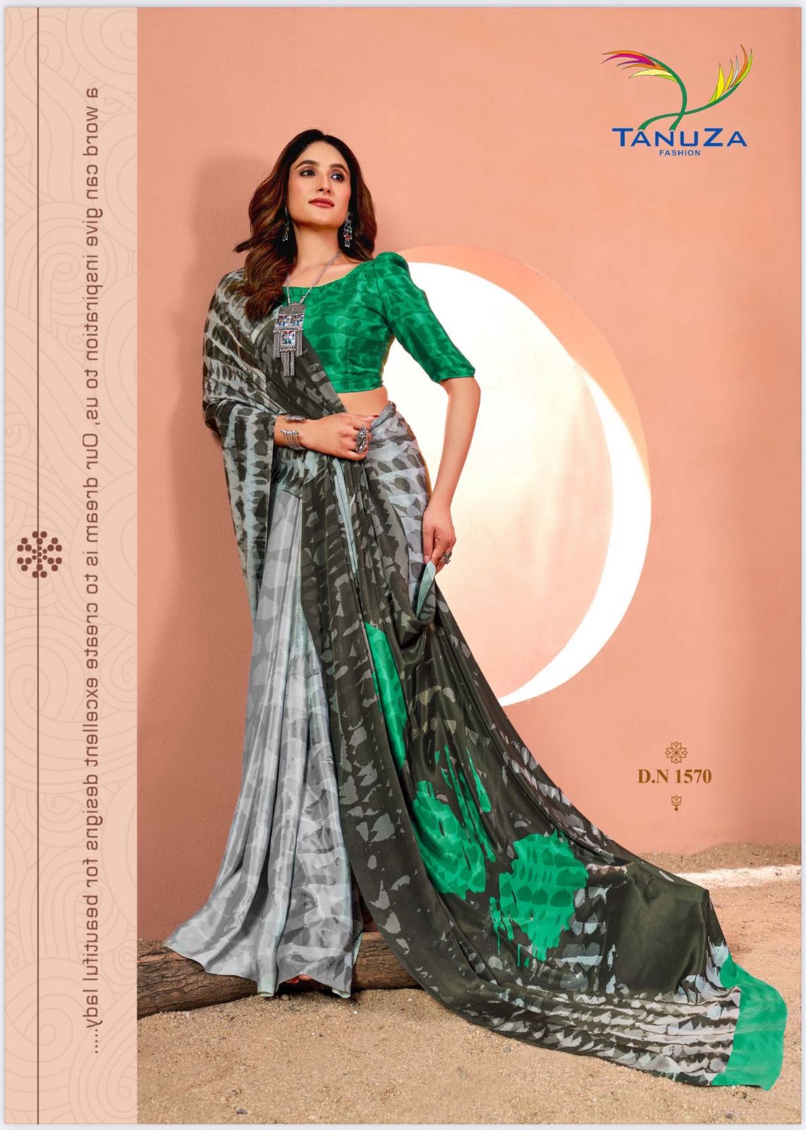 Dolly Crepe Dark Pistachio Green Saree.
