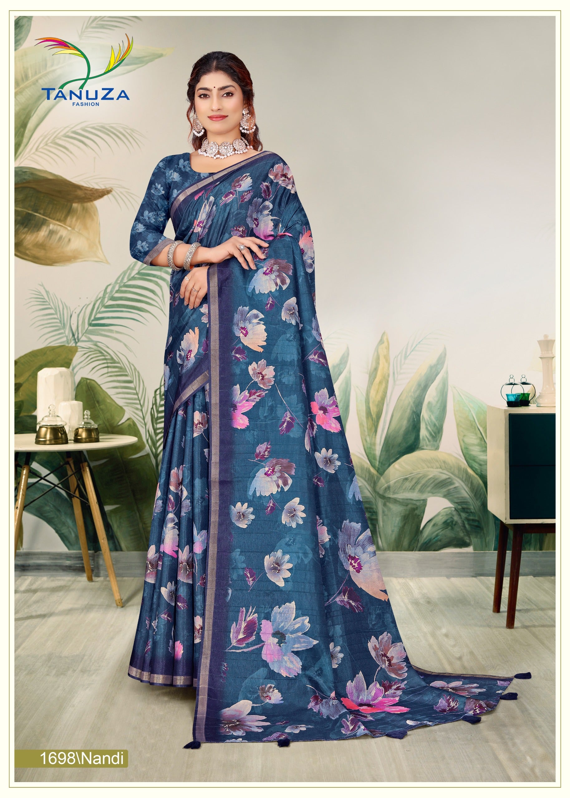 Navy Blue Handloom Silk Saree
