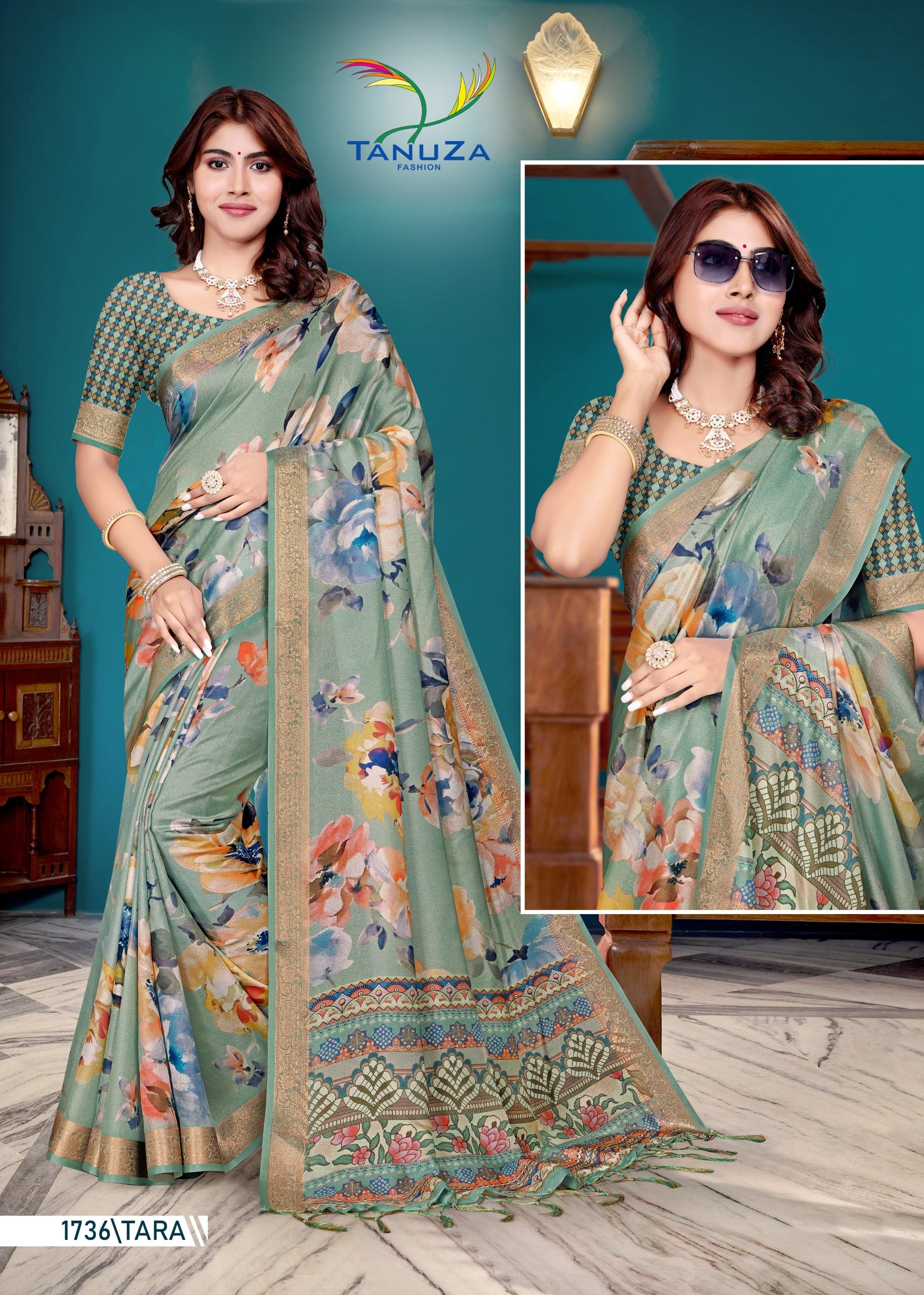 Tea Green Marshmellow Soft Fabric Saree
