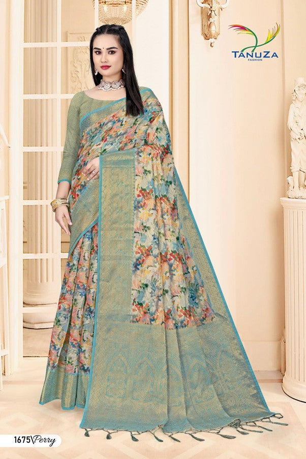 Pastel Blue Perry Saree
